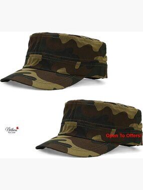 Cotton and Polyester Military Cadet Caps, Adjustable Flat Top Hats